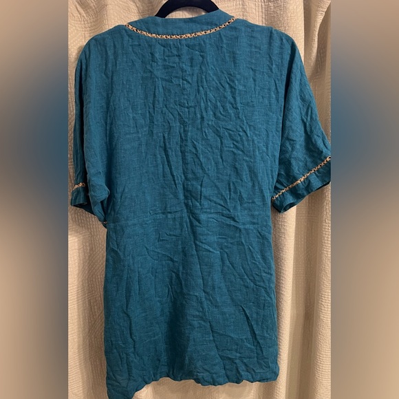 Vix teal dress with woven stitching - Picture 3 of 5